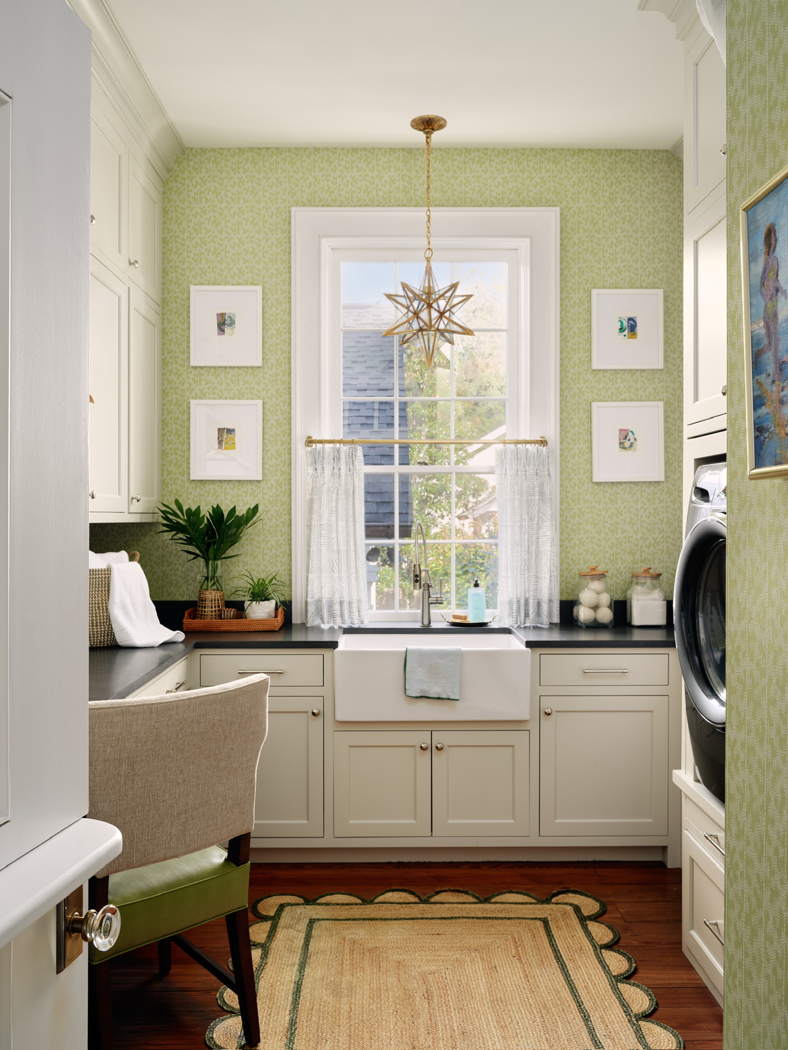 Home office and craft nook in a laundry room designed by Kelly Butler.